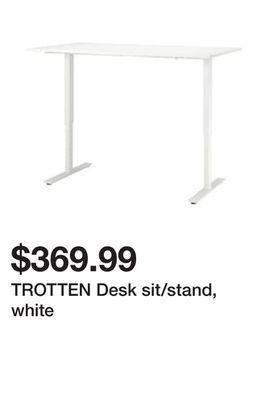 Ikea Trotten desk sit/stand, white offer