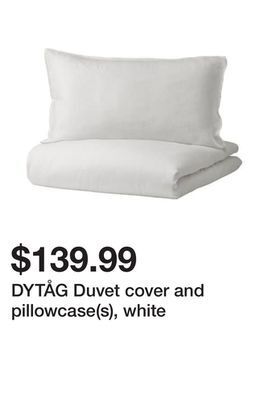Ikea Dytåg duvet cover and pillowcase(s), white offer