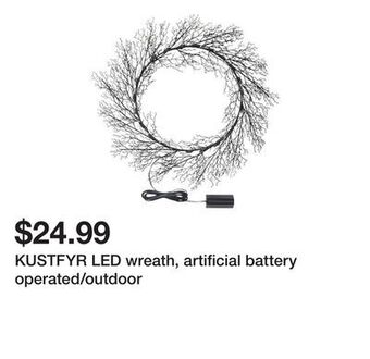 Ikea Kustfyr led wreath, artificial battery operated/outdoor offer