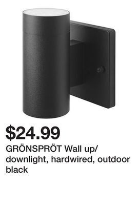 Ikea Grönspröt wall up/downlight, hardwired, outdoor black offer