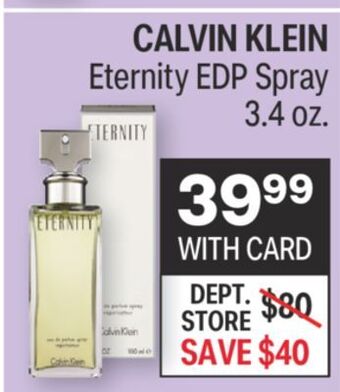 CVS Calvin klein eternity edp spray 3.4 oz offer