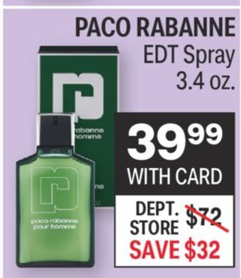 CVS Paco rabanne edt spray 3.4 oz offer