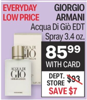 CVS Giorgio armani acqua di giò edt spray 3.4 oz offer
