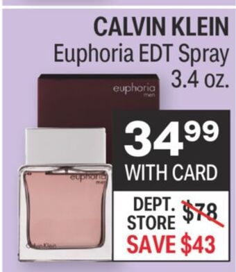 CVS Calvin klein euphoria edt spray 3.4 oz offer