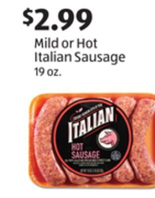 Aldi Mild or hot italian sausage offer