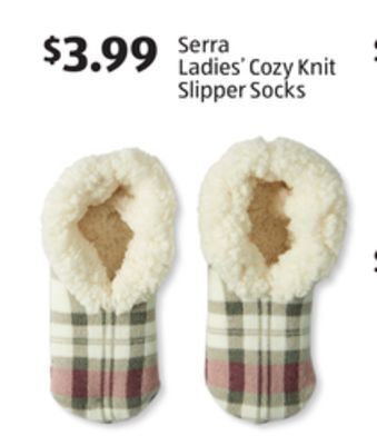 Aldi Serra ladies' cozy knit slipper socks offer