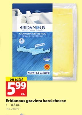 Lidl Eridanous graviera hard cheese offer