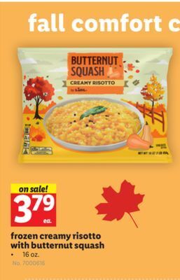 Lidl Frozen creamy risotto with butternut squash offer