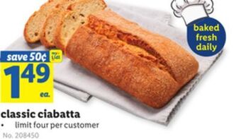 Lidl Classic ciabatta offer