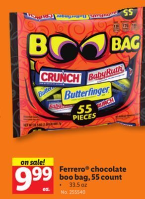 Lidl Ferrero chocolate boo bag, 55 count offer