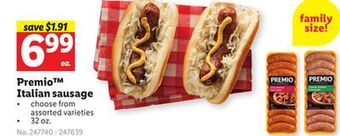 Lidl Premio italian sausage offer