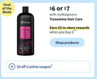 Walgreens Tresemme hair care offer