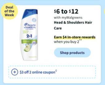 Walgreens Head & shoulders hair care offer