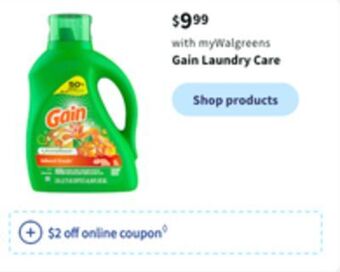 Walgreens Gain laundry care offer