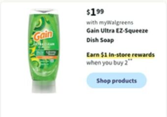 Walgreens Gain ultra ez-squeeze dish soap offer
