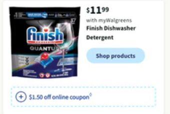Walgreens Finish dishwasher detergent offer