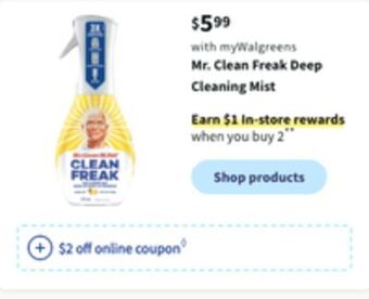 Walgreens Mr. clean freak deep cleaning mist offer