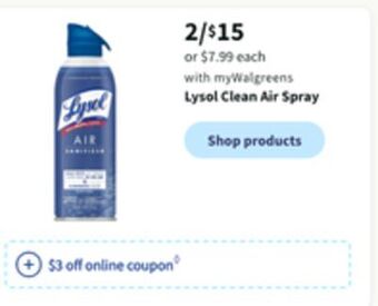 Walgreens Lysol clean air spray offer