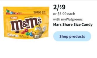 Walgreens Mars share size candy offer