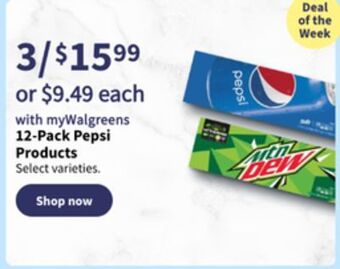 Walgreens 12-pack pepsi products offer