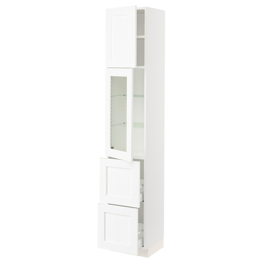 Ikea Sektion / maximera hi cb w glass dr/2 drawers/1 door, white enköping/white wood effect, 15x15x80 offer
