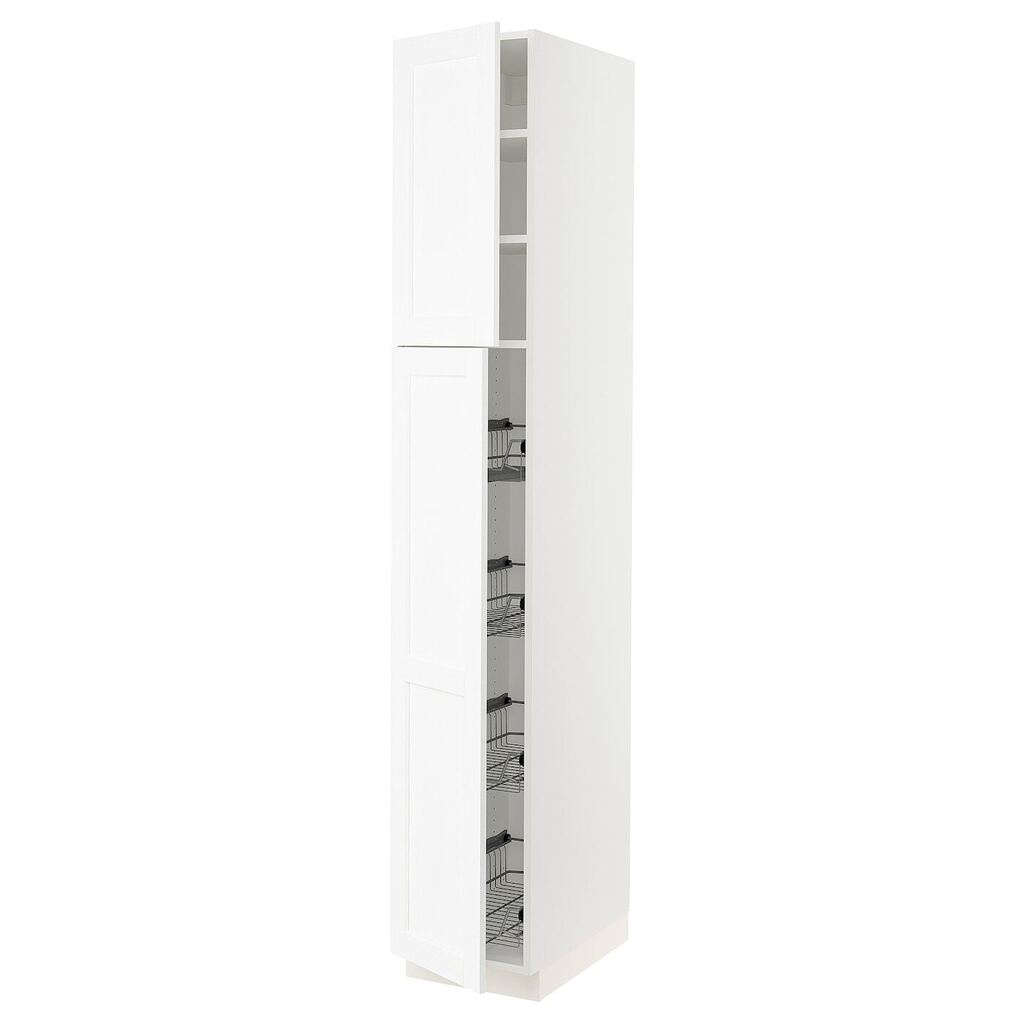 Ikea Sektion high cabinet w door/wire baskets, white enköping/white wood effect, 15x24x90 offer