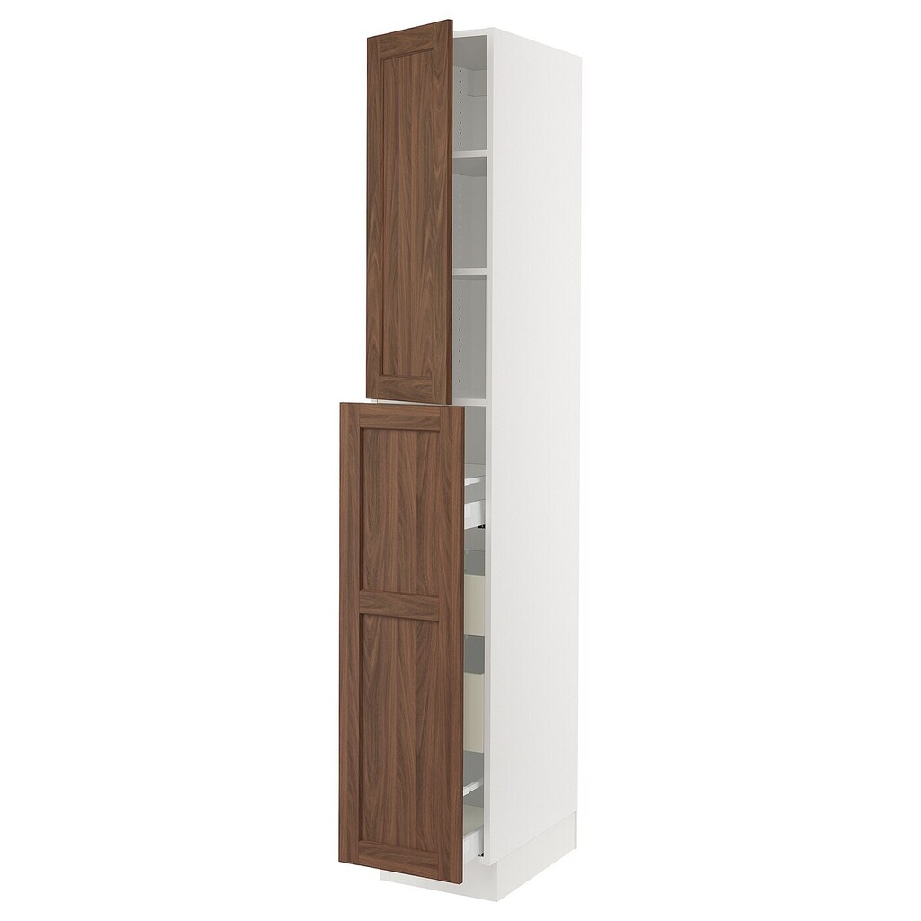 Ikea Sektion / maximera hc w p-o func 4drw/1dr/2shlv, white enköping/brown walnut effect, 15x24x90 offer