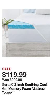 Kohl's Serta 3-inch soothing cool gel memory foam mattress topper offer