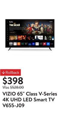 Walmart Vizio 65 class v-series 4k uhd led smart tv v655-j09 offer