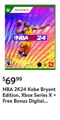 Walmart Nba 2k24 kobe bryant edition, xbox series x + free bonus digital content offer