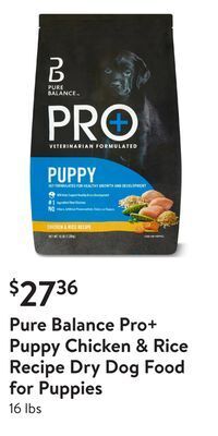 Walmart Pure balance pro+ puppy chicken & rice recipe dry dog food for puppies offer