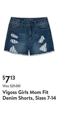 Walmart Vigoss girls mom fit denim shorts, sizes 7-14 offer