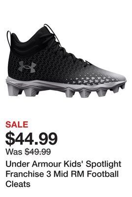 Dick's Sporting Goods Under armour kids' spotlight franchise 3 mid rm football cleats offer