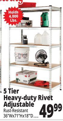 Ocean State Job Lot Method 5-tier heavy-duty rivet shelving unit, 36 x 18 x 71 offer