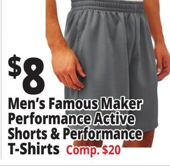 Ocean State Job Lot Men's famous maker performance active shorts & performance t-shirts offer