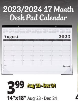 Ocean State Job Lot 2023-2024 premiere 17 month desk calendar, 18 offer