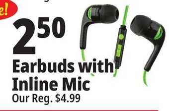 Ocean State Job Lot Acellories high performance earbuds with in-line mic offer