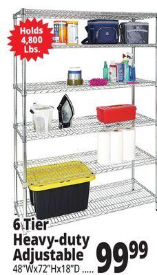 Ocean State Job Lot 6-tier heavy-duty adjustable wire shelving offer