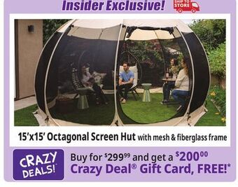 Ocean State Job Lot Crown shades 15' x 15' pop-up octagonal screen hut offer