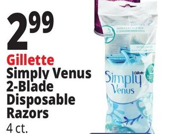 Ocean State Job Lot Gillette simply venus 2 blade disposable razors, 4 count offer