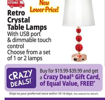 Ocean State Job Lot Retro crystal table lamps offer