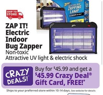 Ocean State Job Lot Zap it! electric indoor bug zapper with non-toxic attractant uv light and electric shock offer