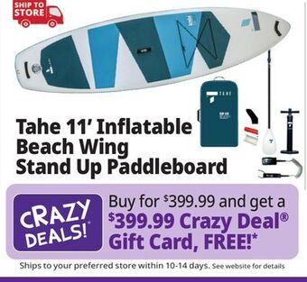 Ocean State Job Lot Tahe 11' inflatable beach wing stand up paddleboard offer