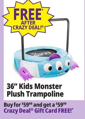 Ocean State Job Lot Pure fun 36 monster plush jumper trampoline with handrail offer