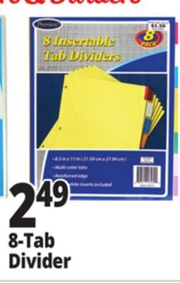 Ocean State Job Lot Premiere insertable tab dividers, 8-count offer
