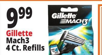 Ocean State Job Lot Gillette mach3 razor blade refills, 4 count offer