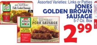 Bravo Supermarkets Jones golden brown sausage offer