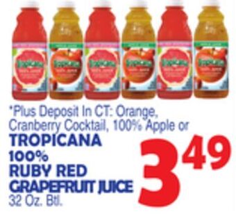 Bravo Supermarkets Tropicana 100% ruby red grapefruit juice offer