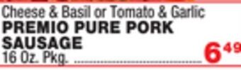 Bravo Supermarkets Premio pure pork sausage offer