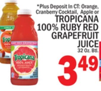 C Town Tropicana 100% ruby red grapefruit juice offer
